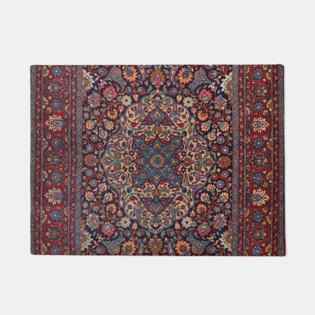 Felpudo La inusual margarita roja azul persia rug  (Anverso)