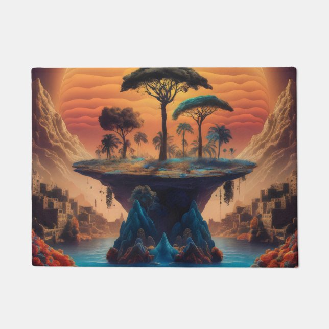 Felpudo La isla al atardecer. (Anverso)