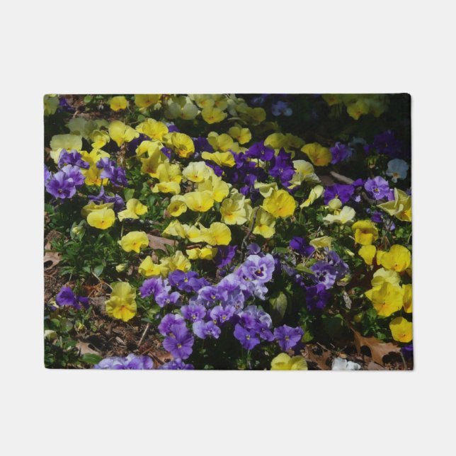 Felpudo La ladera de los Pansies morado y amarillo (Anverso)