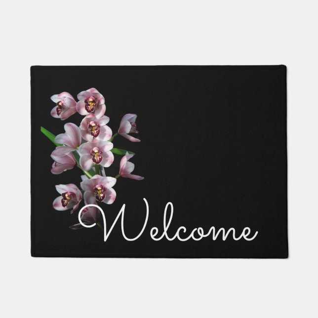 Felpudo La locura de los orquídeos en negro (Anverso)