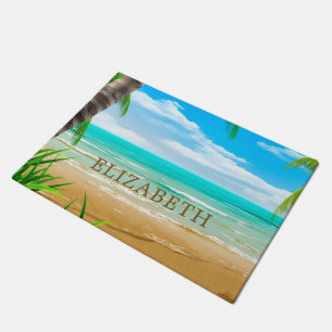 Felpudo La playa de Paradise Island Tropical Personalizada