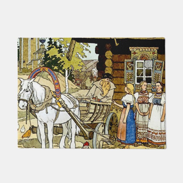 Felpudo "La pluma del fino" de Ivan Bilibin (Anverso)