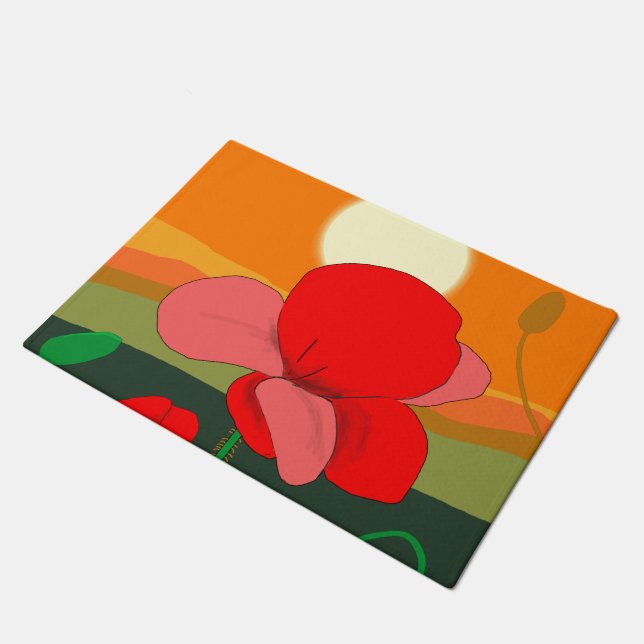 Felpudo La pradera de amapola al atardecer (Angular)