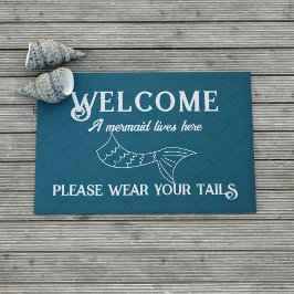 Felpudo La Sirena Vive Aquí Divertida Verde azulada Doorma