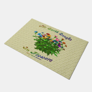 Felpudo La Tierra Ríe En Una Cita Inspiradora De Flores