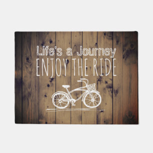 Felpudo La vida de madera rústica de Boho de la bicicleta