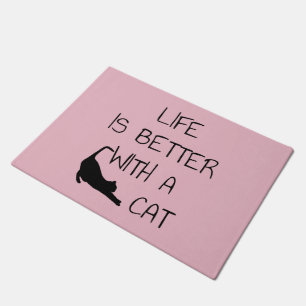 Felpudo La vida es mejor con un gato - Amantes de los gato