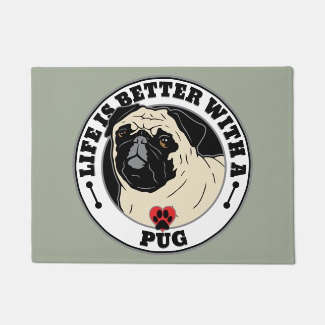 Felpudo La Vida Es Mejor Con Un Pug (Anverso)