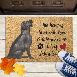 Felpudo Labrador de bienvenida de la coir rusa del Black L