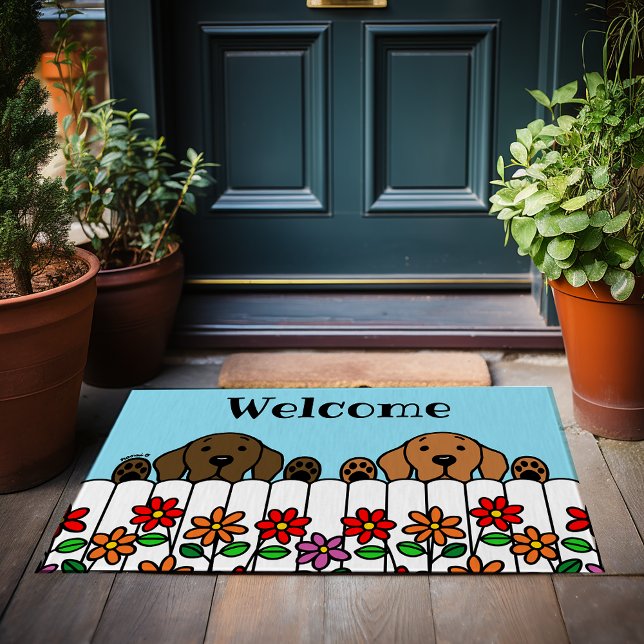 Felpudo Labrador Duo te da la bienvenida Doormat (Labrador Duo Watching You Welcome Doormat.  Chocolate Lab and Fox Red Lab design for Labrador Owners)