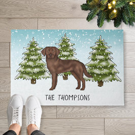 Felpudo Labrador Retriever Chocolate Personalizado Navidad