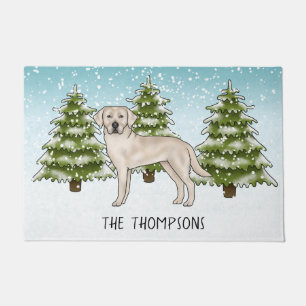 Felpudo Labrador Retriever Crema Perro Navidad Azul Person