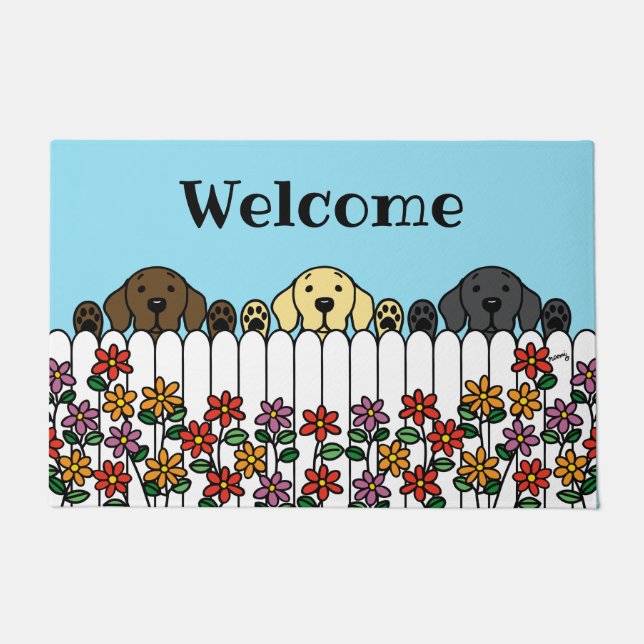 Felpudo Labrador Trio te ve bienvenido (Anverso)