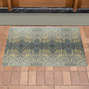 Felpudo Ladrillo de mosaico gris y amarillo