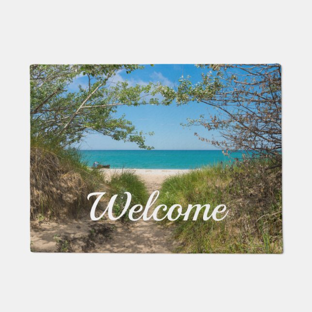 Felpudo Lago Michigan Tranquilidad Bienvenido Doormat (Anverso)