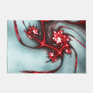 Felpudo Lágrima fractal rojo brillante sobre textura ásper