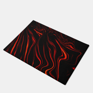 Felpudo Largas huellas rojas onduladas en fondo negro