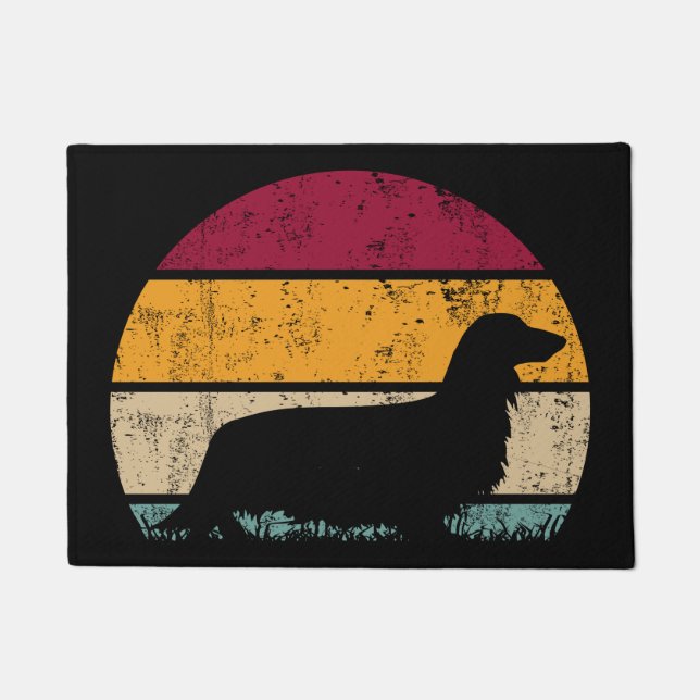 Felpudo Largo cabello haitiano Dachshund Retro Vintage Lov (Anverso)