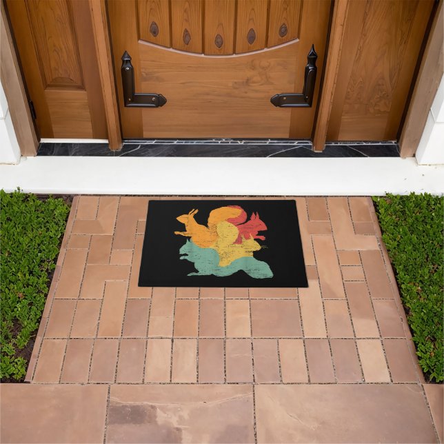 Felpudo Las ardillas de la época divertida amante de los r (Exterior)