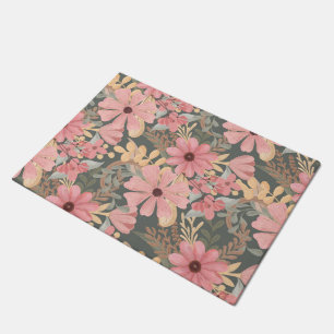 Felpudo Las Flores Verdes De Sage Rosado Dejan Patrón De A