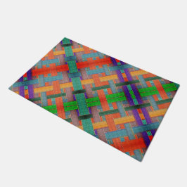 Felpudo Las tiras rojas de la abuela, con aspecto trenzado