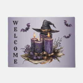 Felpudo Las velas púrpuras de Halloween dan miedo