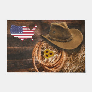 Felpudo Lasso Gorra de vaquero de bandera estadounidense