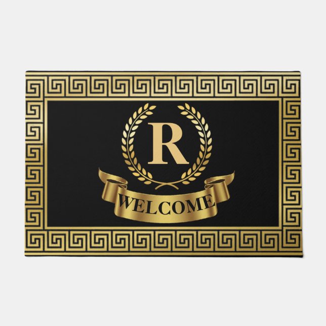 Felpudo Laurel Wreath Llavero Griego Personalizable Puerta (Anverso)