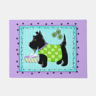 Felpudo Lavanda de la turquesa del perro negro del escocé