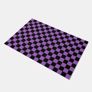 Felpudo Lavanda y patrón negro de verificación