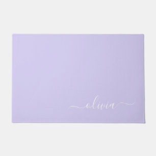 Felpudo Lavender Purple Modern Script Girly Monograma Nomb