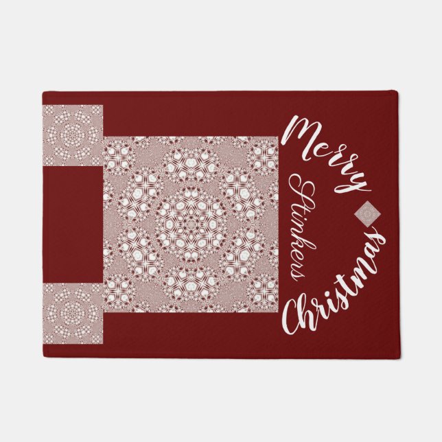 Felpudo LavishlyOn Stellar Gingham Navidades rojos blancos (Anverso)