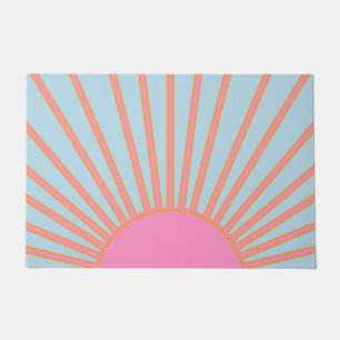 Felpudo Le Soleil 02 Sol Retro Rosa Y Azul Sunshine