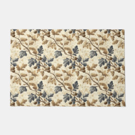 Felpudo Leaf de roble vintage | Elegante azul y oro