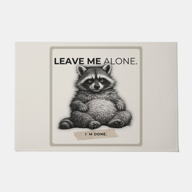 Felpudo Leave Me Alone Raccoon Doormat | Funny Introvert  (Anverso)