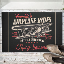 Felpudo Lecciones de vuelo retro para aviones personalizad