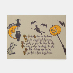 Felpudo Lechuza de bruja negra gato Jack O' Lantern