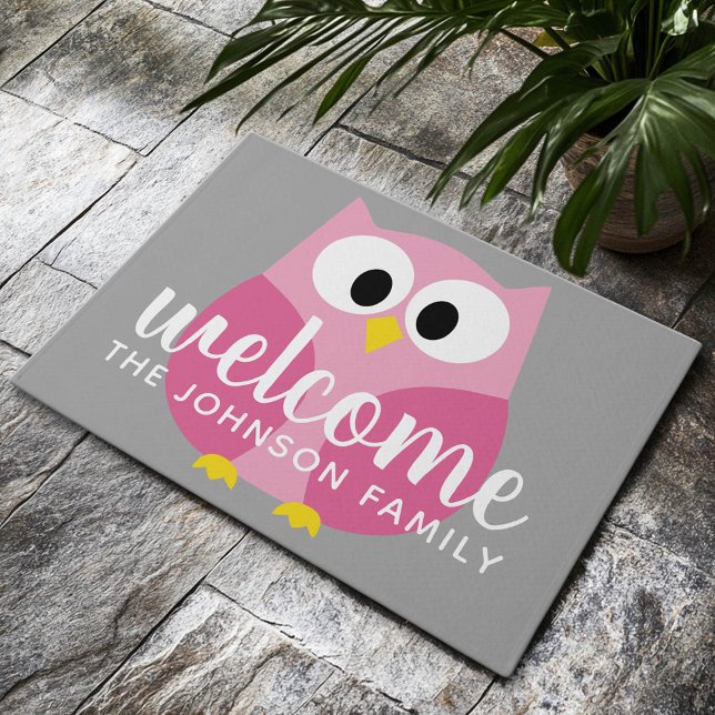 Felpudo Lechuza Personalizado pequeña - Nombre personaliza (Custom Welcome Doormat)