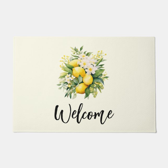 Felpudo Lemon Bouquet with White Blossoms Welcome (Anverso)