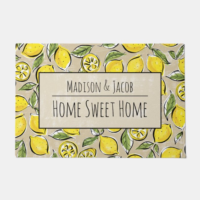 Felpudo Lemon Home Sweet Home Personalizado 24" x 36" Puer (Anverso)