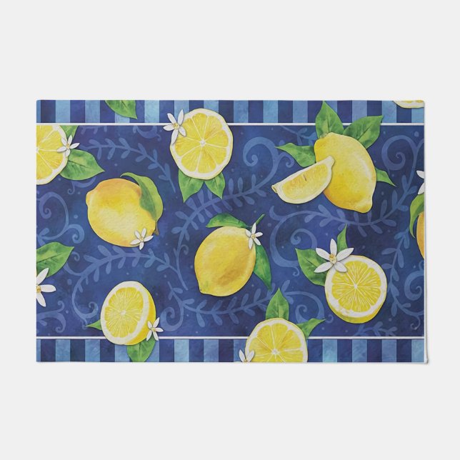 Felpudo Lémonas Cuestas Con Mat De Flores, Fruta Tropical (Anverso)