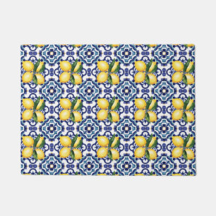 Felpudo Lemones de azulejos azules de Amalfi