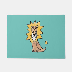 Felpudo león lindo dibujos animados niños retro safari sel