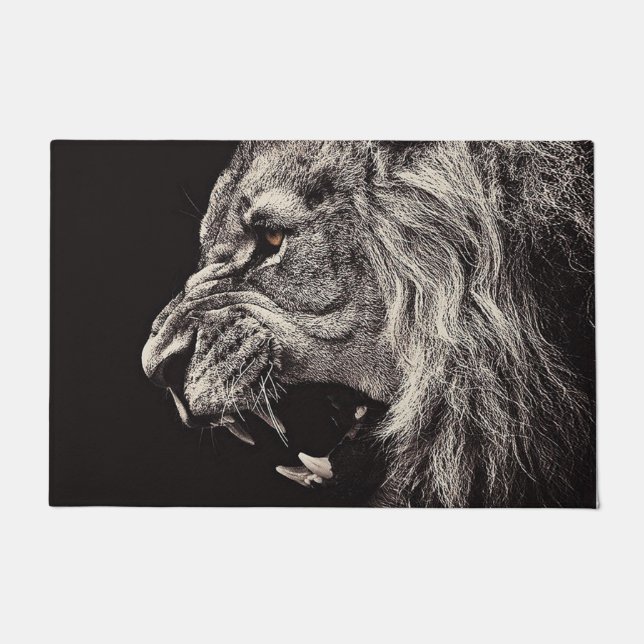 Felpudo León masculino enojado (Anverso)