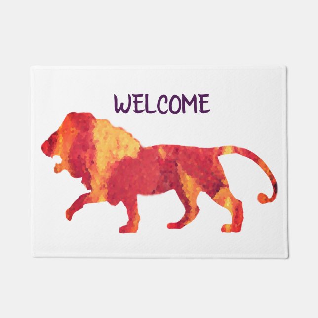 Felpudo León rojo de bienvenida (Anverso)