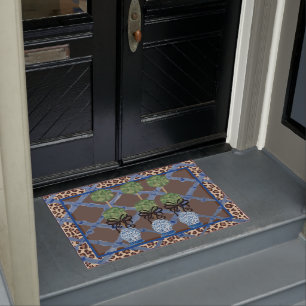 Felpudo Leopard Bamboo Chinoiserie Ginger Jar Doormat Rug