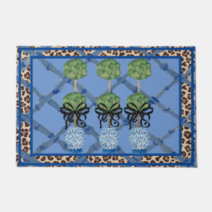Felpudo Leopard Blue Bamboo Chinoiserie Ginger Jar Doormat