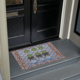 Felpudo Leopard Chinoiserie Blue Ginger Jars Doormat