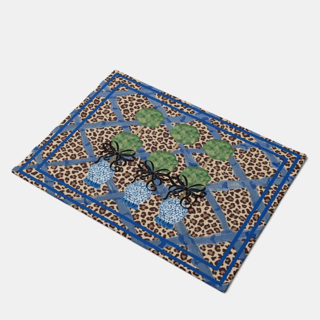 Felpudo Leopard Chinoiserie Ginger Jar Doormat Rug (Angular)