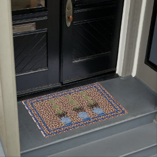 Felpudo Leopard Chinoiserie Ginger Jar Doormat Rug